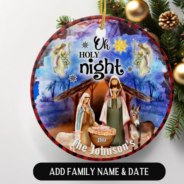  Christmas Nativity Personalized Family Ceramic Ornament (Creator Uploaded)