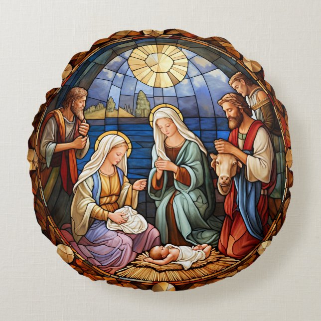 Christmas Nativity  Round Pillow (Front)