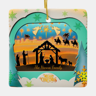 Christmas Nativity Scene 3D | Religious Holiday Ceramic Ornament