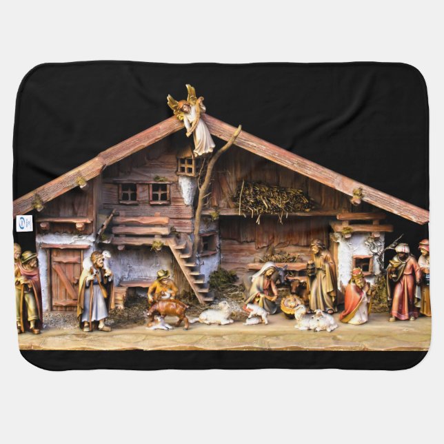 Christmas Nativity Scene Baby Blanket (Back Horizontal)