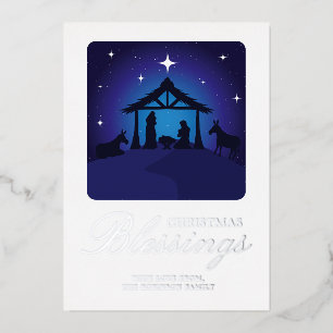 Christmas Nativity Scene Christian Blessing Foil Invitation