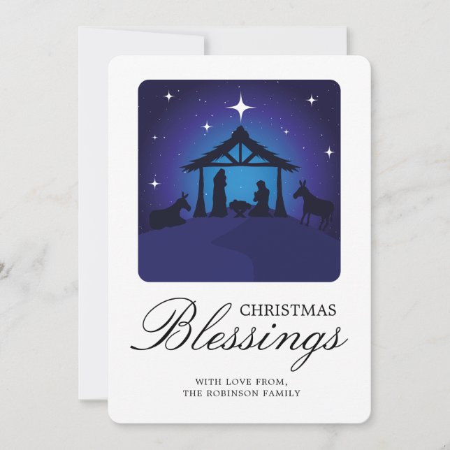 Christmas Nativity Scene Christian Blessing Holiday Card (Front)