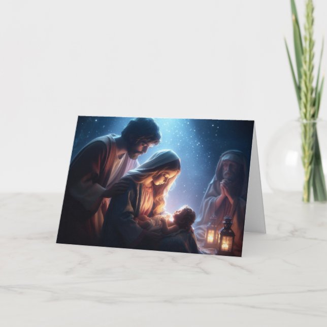 Christmas Nativity Scene Christmas Greeting Cards (Front)