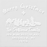 Christmas Nativity Scene Family Return Address Embosser<br><div class="desc">This elegant stamp is a perfect addition to your Christmas stationery collection! It features a religious Christian Nativity Scene, A ´´Merry Christmas´´ greeting, and your family name, in stylish festive calligraphy. And your return address in a simple modern font. You can simply customize this stamp by clicking the ''Personalize'' button...</div>