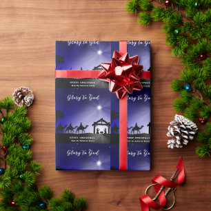 Christmas Nativity Scene Glory to God Christian Wrapping Paper
