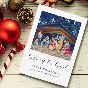 Christmas Nativity Scene Glory to God Holiday Card