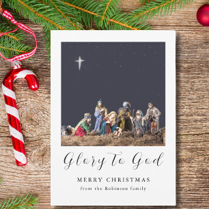 Christmas Nativity Scene Glory to God Holiday Card