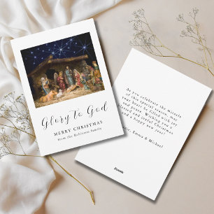 Christmas Nativity Scene Glory to God Holiday Card