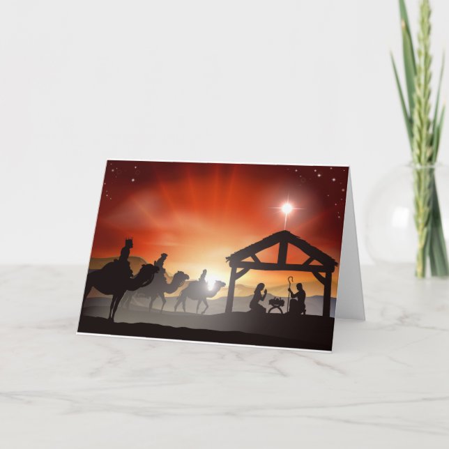 Christmas Nativity Scene Holiday Card (Front)