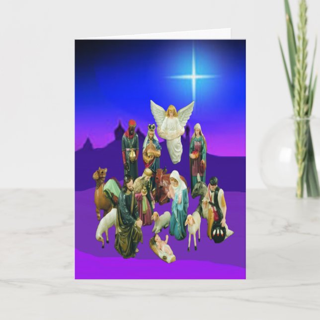 Christmas Nativity Scene Holiday Greeting Card (Front)