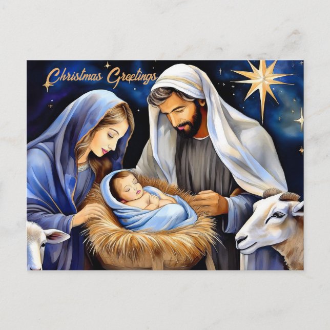 Christmas Nativity scene  Holiday Postcard (Front)