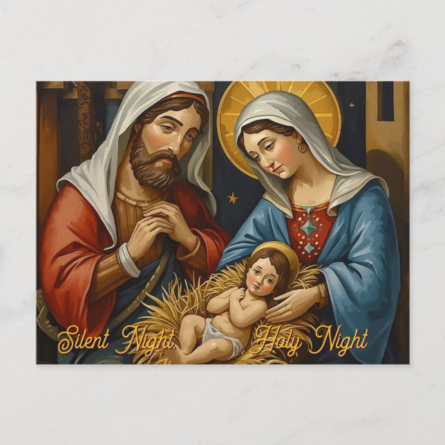 Christmas Nativity scene, Holiday Postcard (Front)