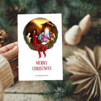 Christmas Nativity Scene, Holy Night Christmas Holiday Card