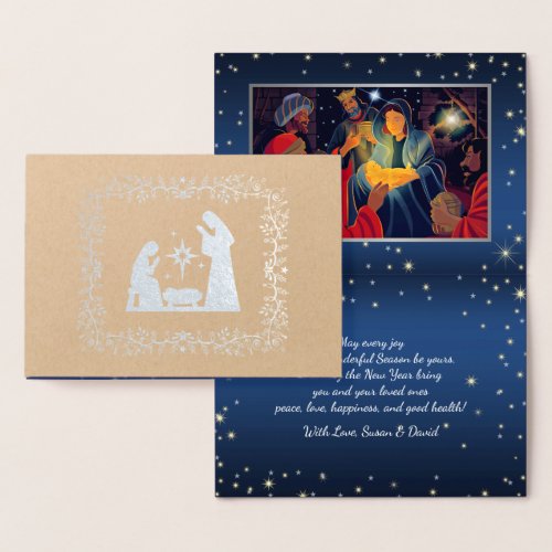 Christmas Nativity Scene Luxury Foil Card
