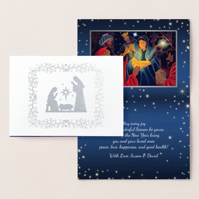 Christmas Nativity Scene Luxury Foil Card (Display)