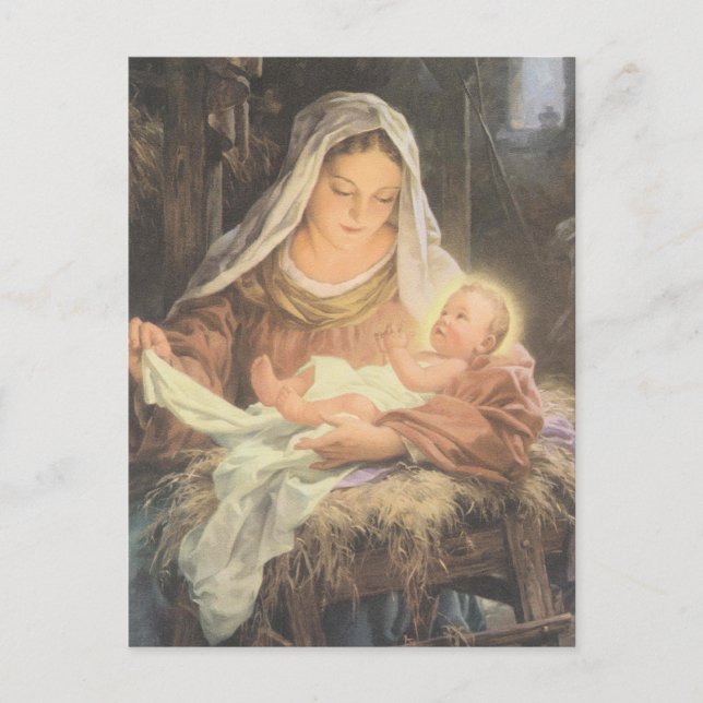 Christmas Nativity Scene Mary & Baby Jesus Holiday Postcard (Front)