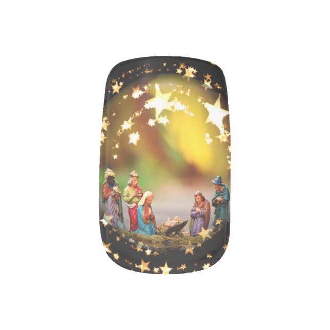 Christmas Nativity Scene Photography Crib Jesus Minx Nail Art (Right Thumb)
