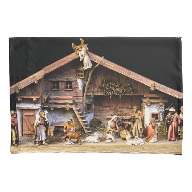 Christmas Nativity Scene Pillow Case (Front)