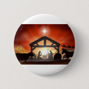 Christmas Nativity Scene Pinback Button