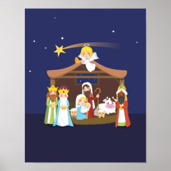 Christmas Nativity Scene Poster by Kakigori at Zazzle