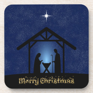 Christmas Nativity Scene Religious Beverage Coaster