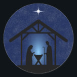 Christmas Nativity Scene Religious Classic Round Sticker<br><div class="desc">Merry Christmas!</div>