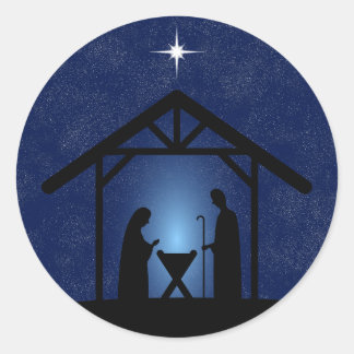 Christmas Nativity Scene Religious Classic Round Sticker