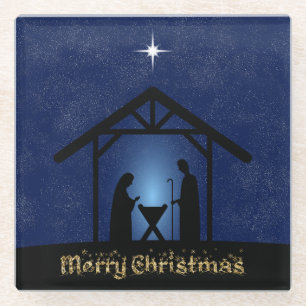 Christmas Nativity Scene Religious Glass Coaster