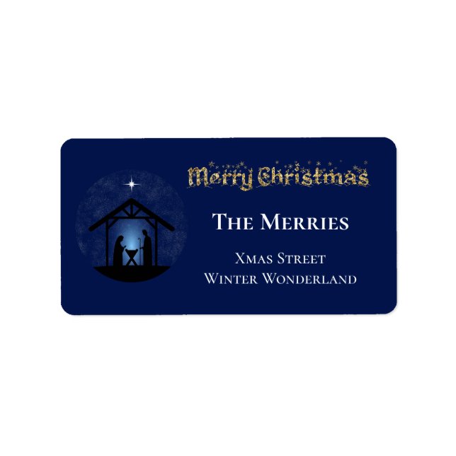 Christmas Nativity Scene Religious Label (Front)