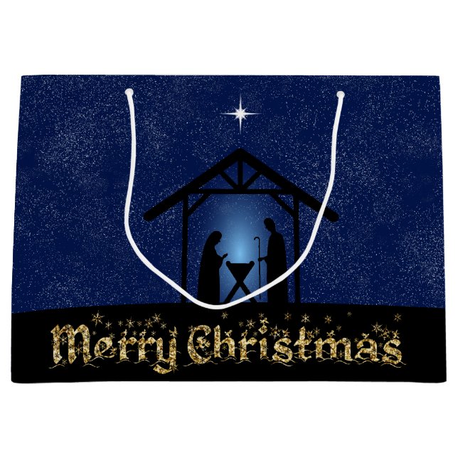 Christmas Nativity Scene Religious Large Gift Bag (Front)