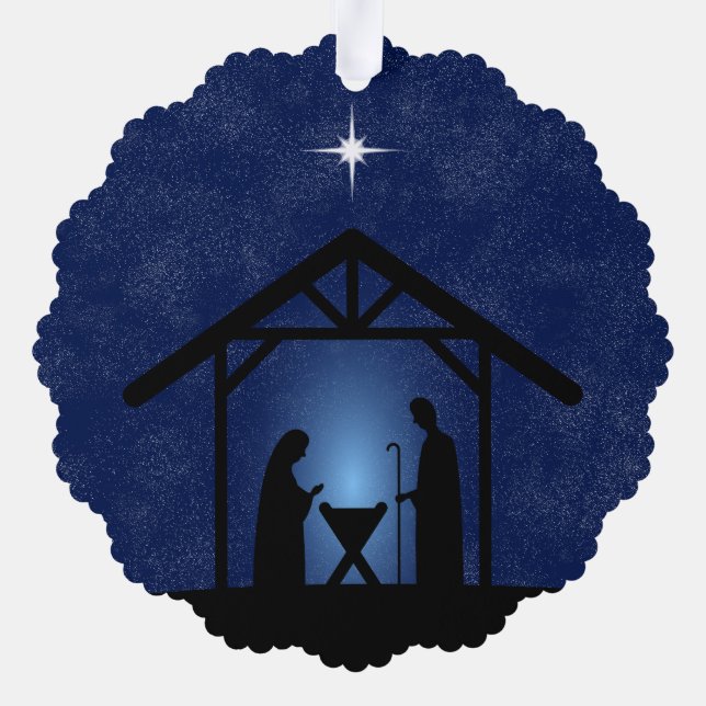 Christmas Nativity Scene Religious Ornament Card (Back)