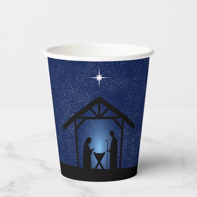 Christmas Nativity Scene Religious Paper Cups (Back)