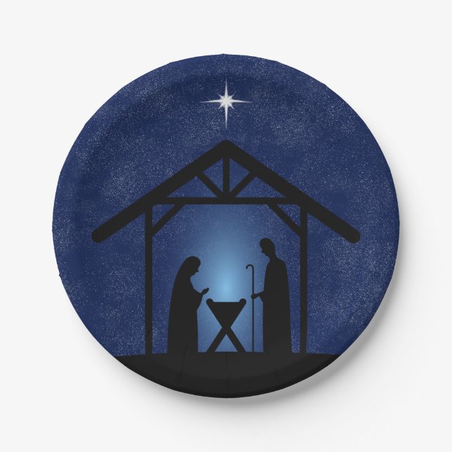Christmas Nativity Scene Religious Paper Plates (Front)