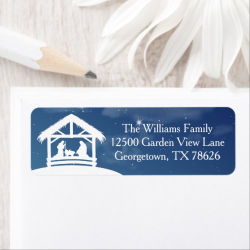 Christmas Nativity Scene Religious Return Address Label