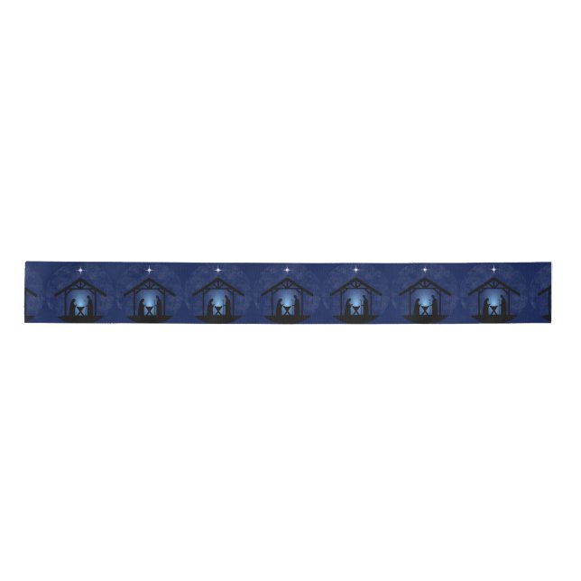 Christmas Nativity Scene Religious Satin Ribbon (Front)