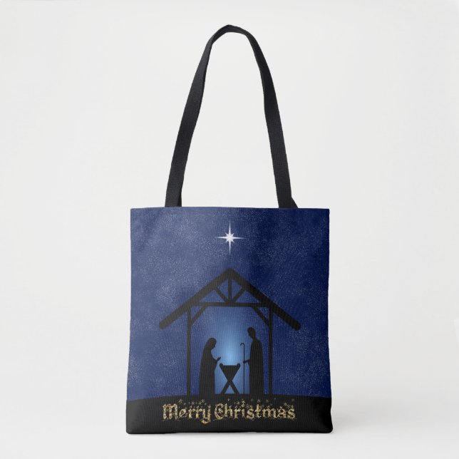 Christmas Nativity Scene Religious Tote Bag (Front)