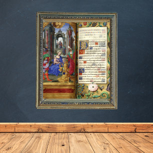Christmas Nativity Scene Renaissance Old Book Poster
