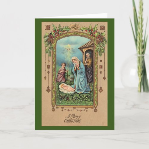 Christmas Nativity Scene Retro Classic Baby Jesus Holiday Card
