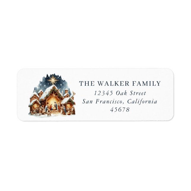 Christmas Nativity Scene Return Address Labels (Front)