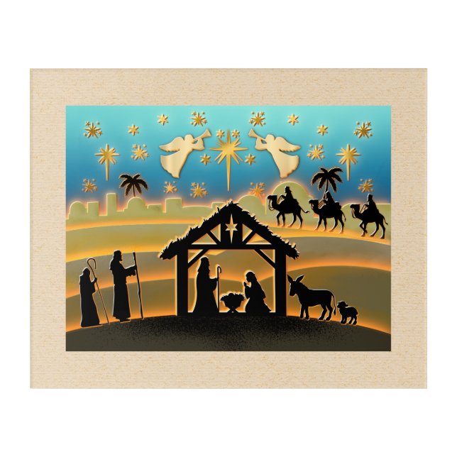 Christmas Nativity Scene stock illustration Acrylic Print (Front)