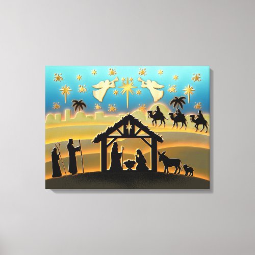 Christmas Nativity Scene stock illustration Canvas Print
