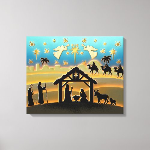 Christmas Nativity Scene stock illustration Canvas Print
