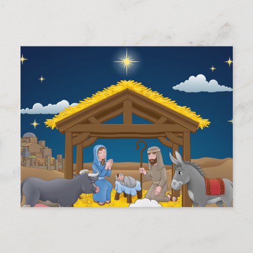 Christmas Nativity Scene with Baby Jesus Postcard