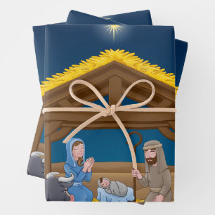 Christmas Nativity Scene with Baby Jesus Wrapping Paper Sheets