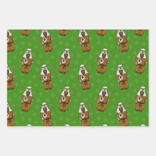 Christmas Nativity Shepherd Sheep Pattern Wrapping Paper Sheets