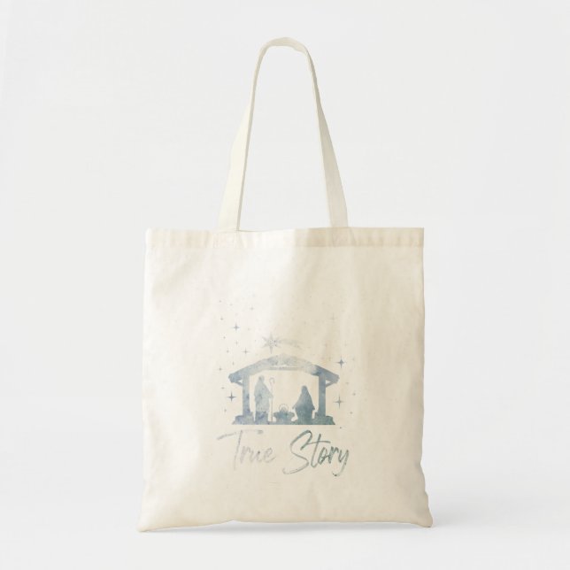 Christmas Nativity Shirt True Story Nativity Scene Tote Bag (Front)