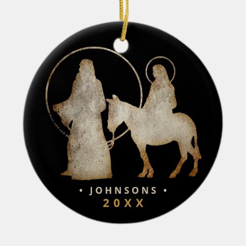 Christmas Nativity Silhouette Ceramic Ornament