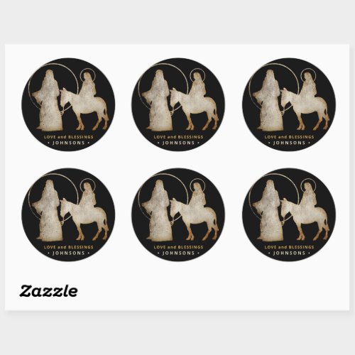 Christmas Nativity Silhouette Classic Round Sticker