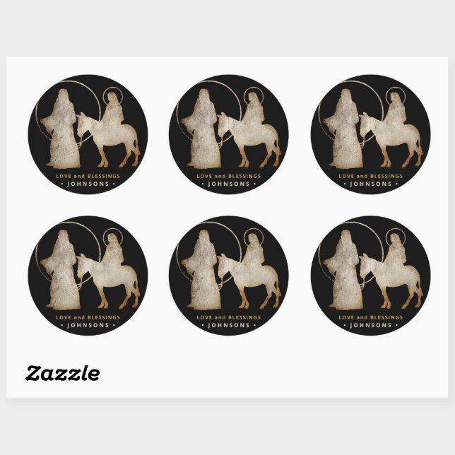 Christmas Nativity Silhouette Classic Round Sticker (Sheet)