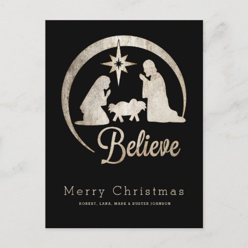 Christmas Nativity Silhouette Holiday Postcard